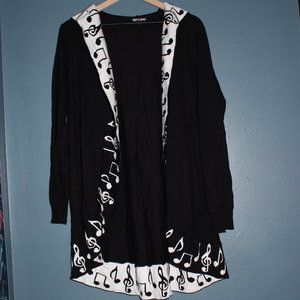 Music Note Hooded Flyaway Cardigan Plus (0/L/12)